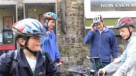 The group assembles outside Taunton station ready for the day's ride
